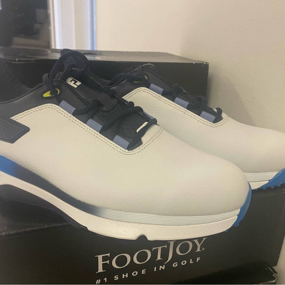 FootJoy White and Blue Athletic Golf Shoes # 56914 Size 10